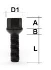 (R12)Wielbout M12x1.50 Dop17 Lengte 26mm zwart