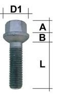 (R14)Wielbout M12x1.50 Dop17 Lengte 45mm